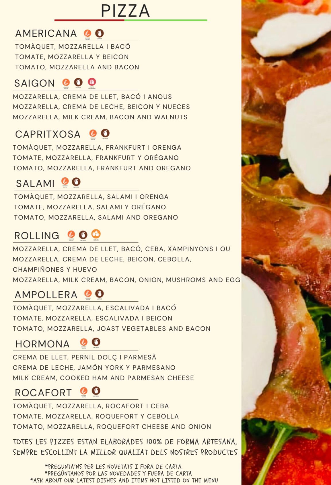 L'Iglú Pizzeria - Carta